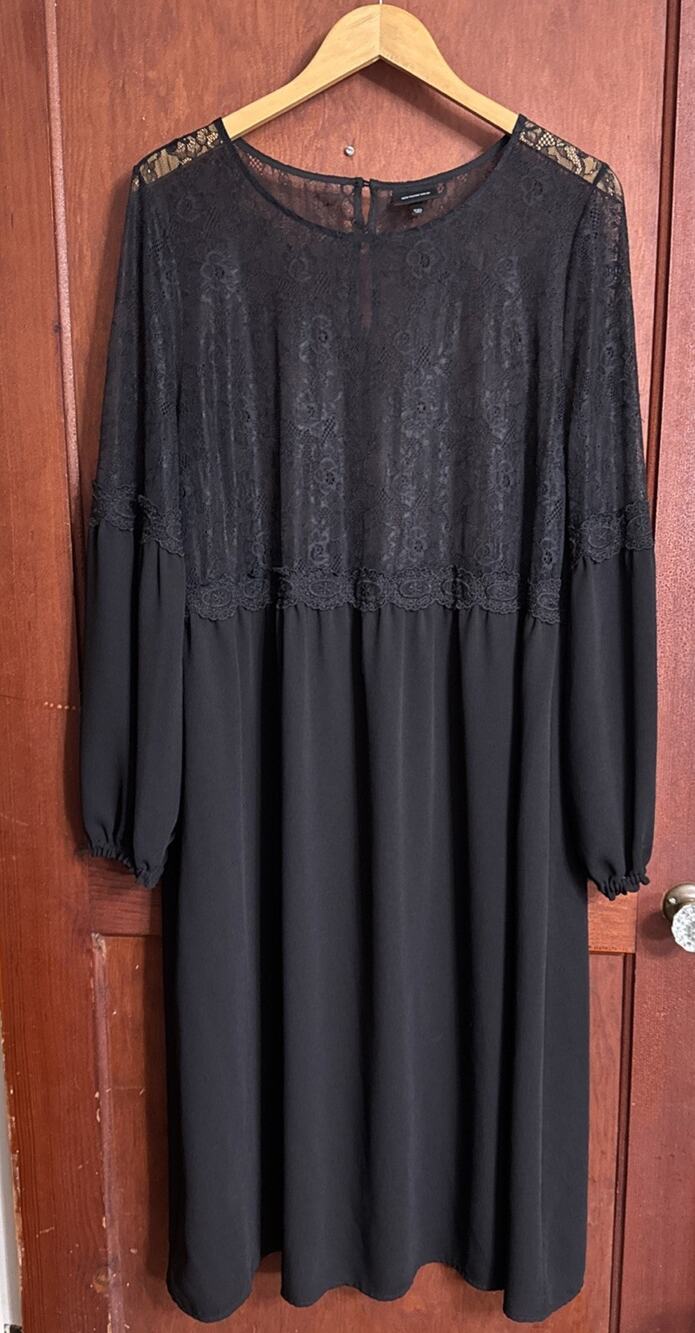 Black Lace Long Sleeve Dress XXL Romantic Goth Witchy Whimsygoth Dark Fairy